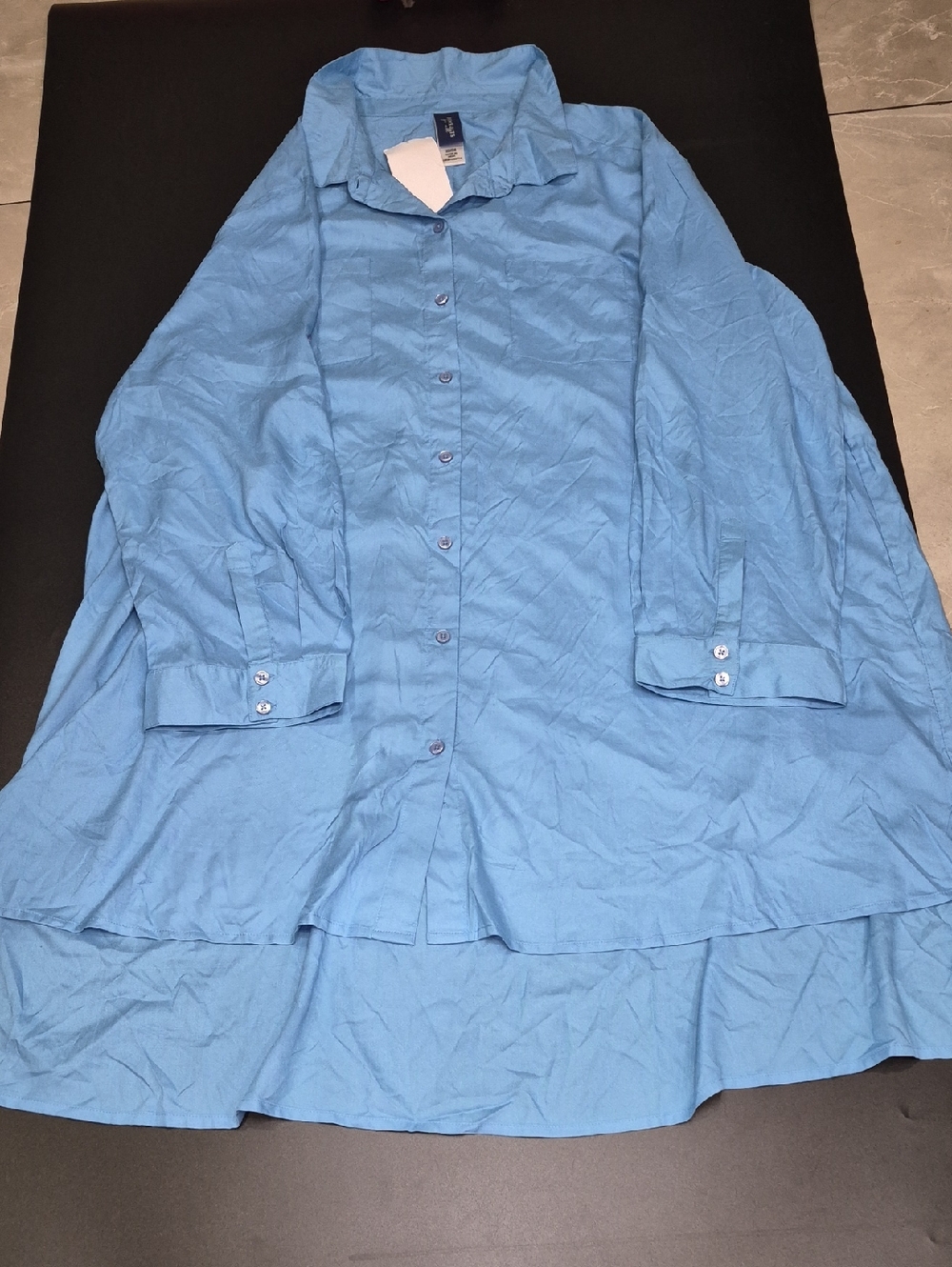 Swimsuits For All Light Blue Button-Up Tunic 100% Rayon
